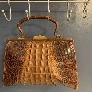 Vintage Real Alligator Skin Handbag Purse 1930's - 1940's